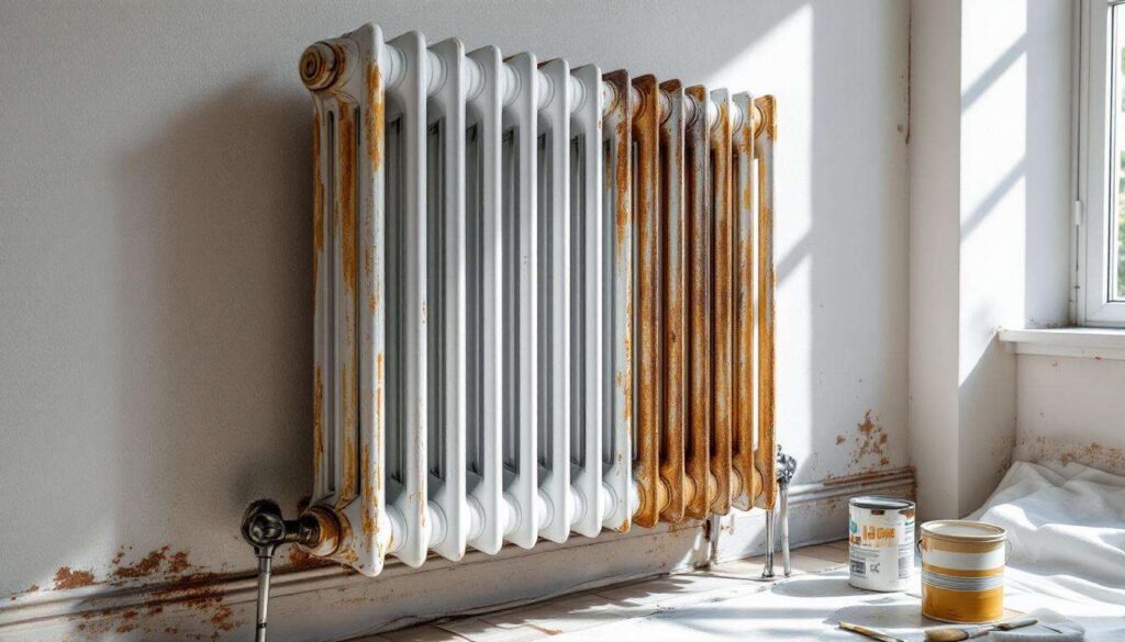 « Ho rischiato di rovinarmi la schiena per niente »: questo protocollo astuto permette di ridipingere un radiatore in ghisa senza mai staccarlo dal muro